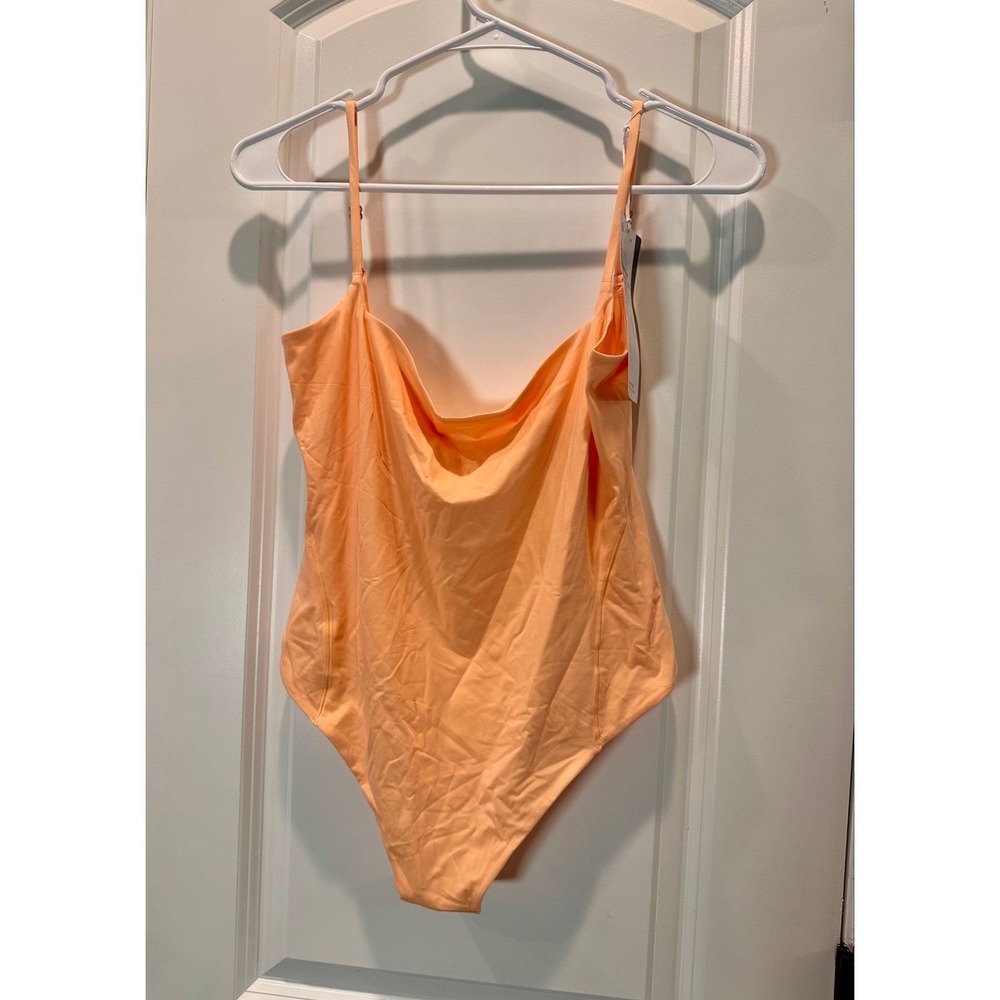 Lululemon Wundermost Bodysuit Womens Medium Peach NWT Nulu Square-Neck W1ESAS